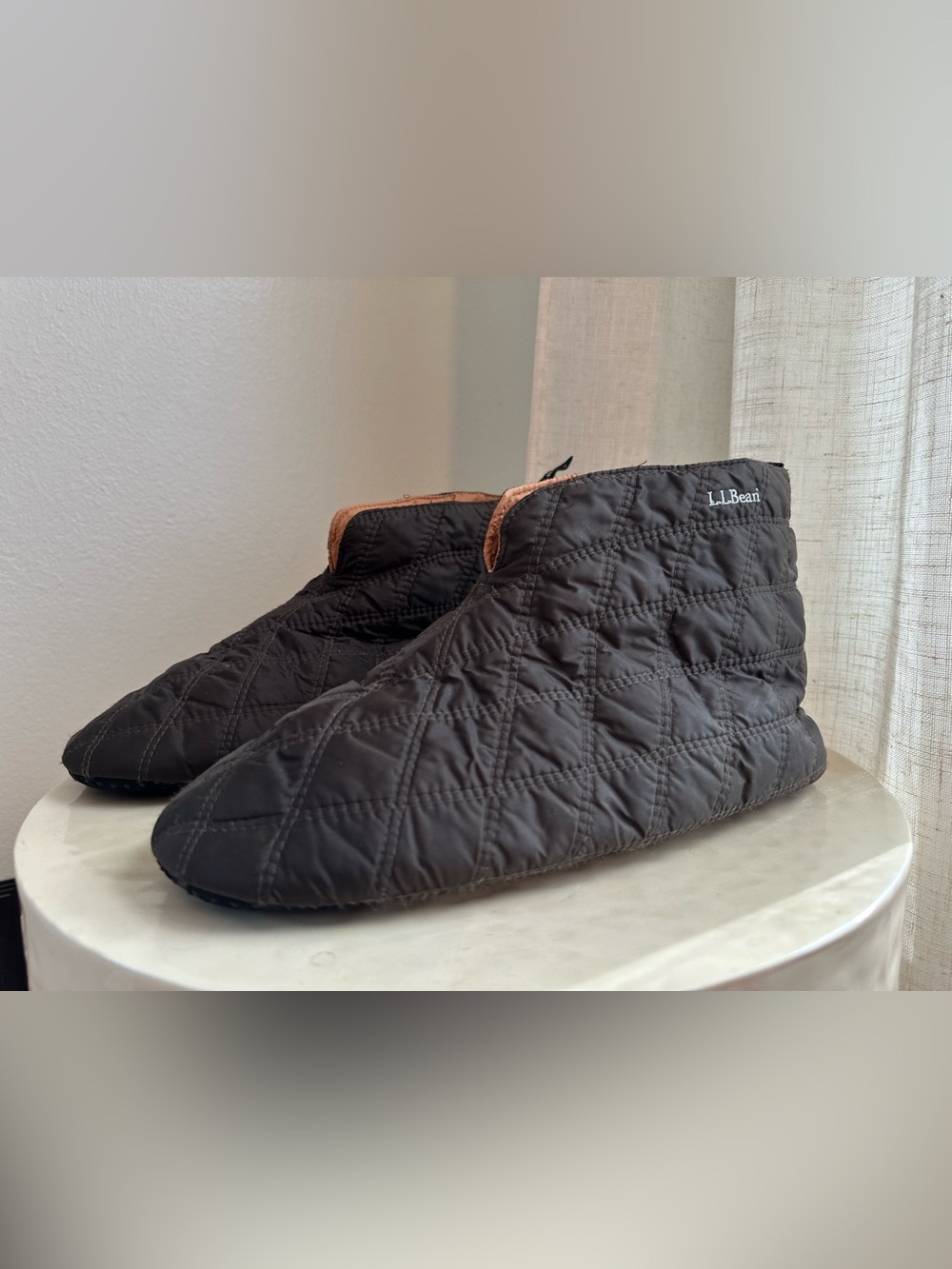 L.L. Bean Quilted Black Men's Slip-On Bootie Slippers